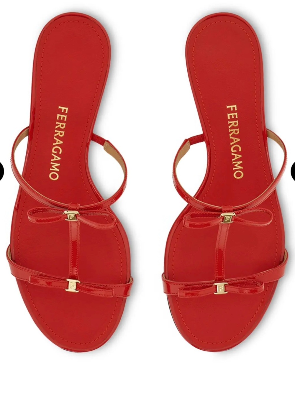 FERRAGAMO
Women's Abili 40 Mini Bow Sandals. Red . Size 6C - Picture 3 of 11